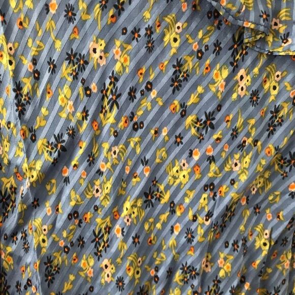 Free People Sweetest Thing Long Sleeve V Neck Dress Blue Floral NEW - Picture 6 of 10